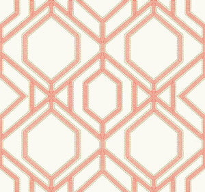 Sawgrass Trellis Coral Wallpaper by York Wallcoverings