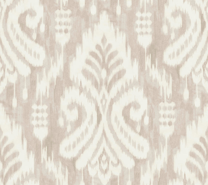 Hawthorne Ikat Taupe Wallpaper by York Wallcoverings Tropics Resource Library Covers about 60.8 square feet 27-in by 27-ft long roll Prepasted 24 - Fabric Carolina -