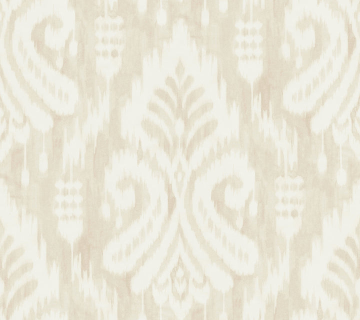 Hawthorne Ikat Beige Wallpaper by York Wallcoverings Tropics Resource Library Covers about 60.8 square feet 27-in by 27-ft long roll Prepasted 24 - Fabric Carolina -