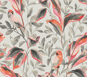 Tropical Love Birds Grey Wallpaper by York Wallcoverings