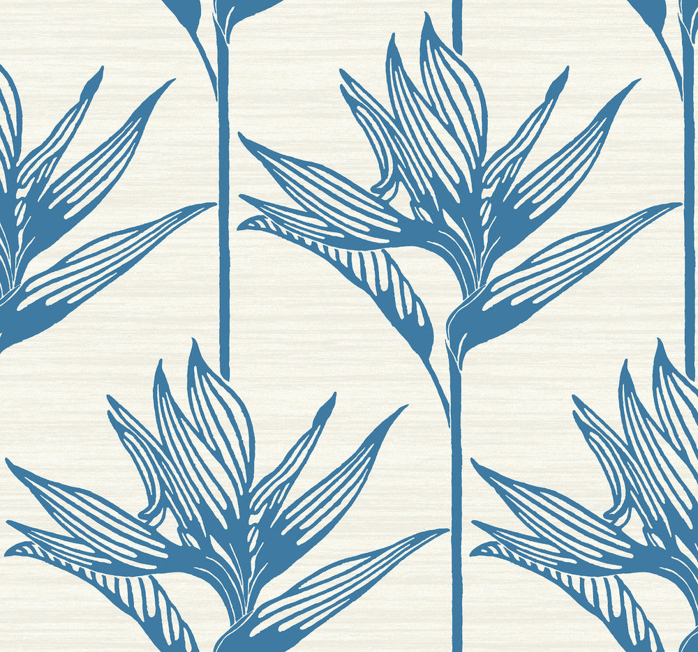Bird of Paradise Blue Wallpaper by York Wallcoverings Tropics Resource Library Covers about 60.8 square feet 27-in by 27-ft long roll Prepasted 25.25 - Fabric Carolina -