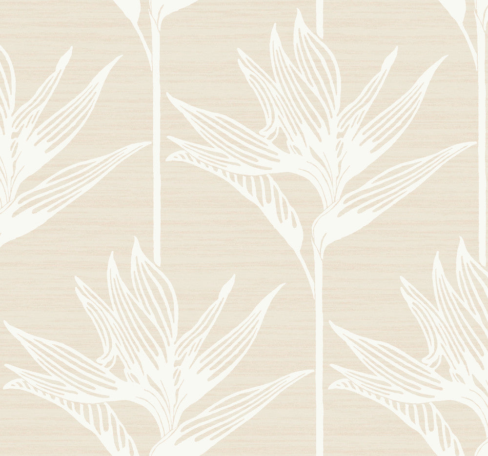 Bird Of Paradise White Wallpaper by York Wallcoverings Tropics Resource Library Covers about 60.8 square feet 27-in by 27-ft long roll Prepasted 25.25 - Fabric Carolina -