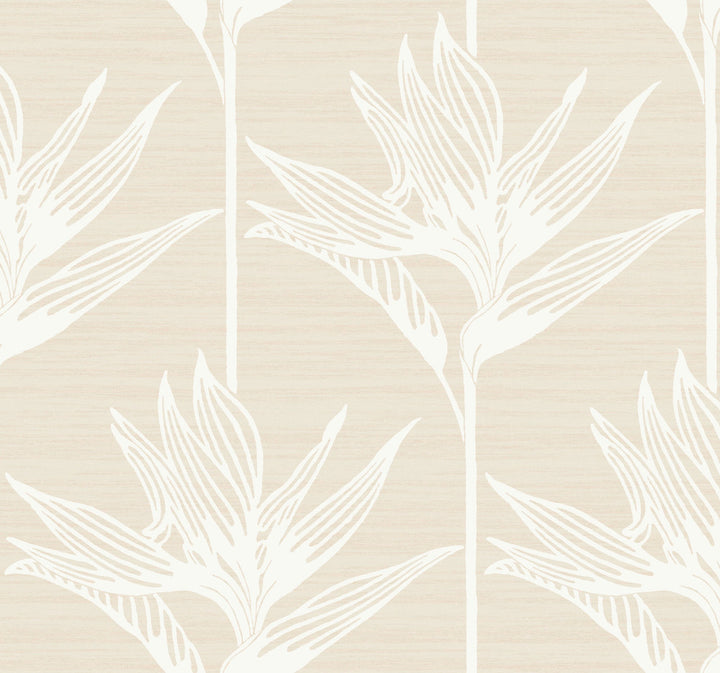 Bird Of Paradise White Wallpaper by York Wallcoverings Tropics Resource Library Covers about 60.8 square feet 27-in by 27-ft long roll Prepasted 25.25 - Fabric Carolina -