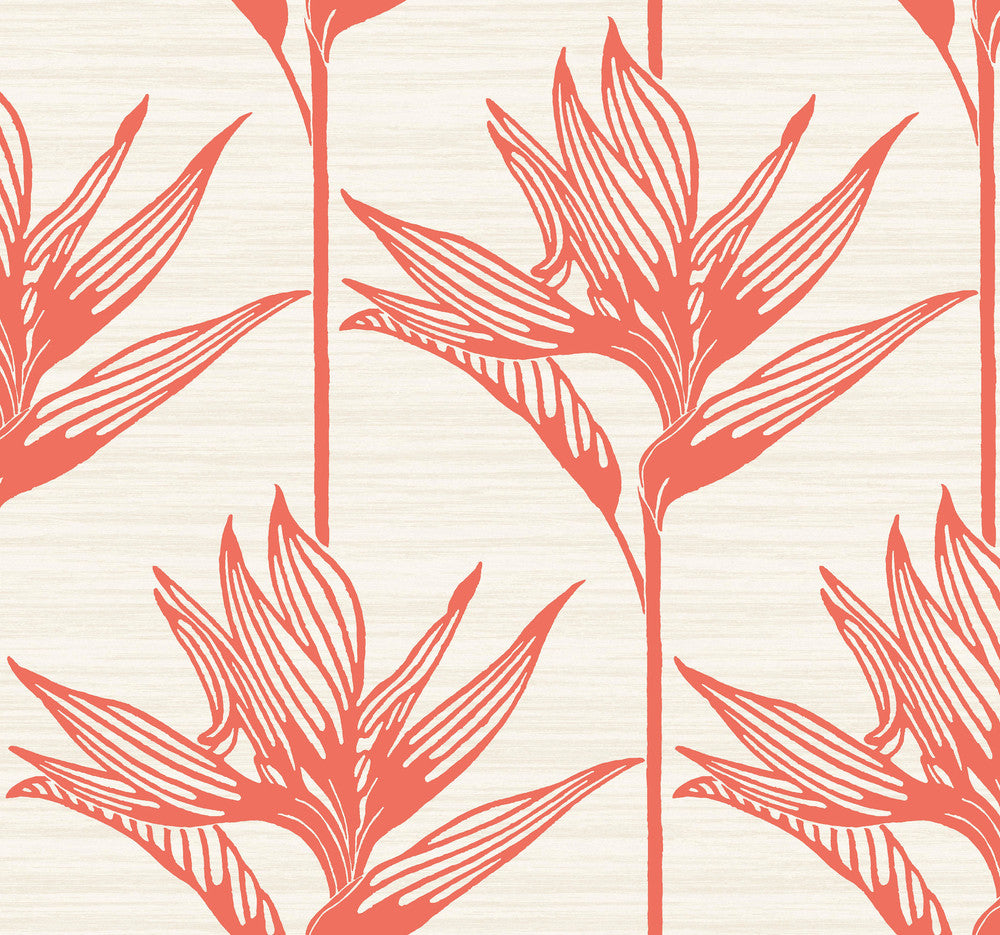 Bird of Paradise Coral Wallpaper by York Wallcoverings Tropics Resource Library Covers about 60.8 square feet 27-in by 27-ft long roll Prepasted 25.25 - Fabric Carolina -