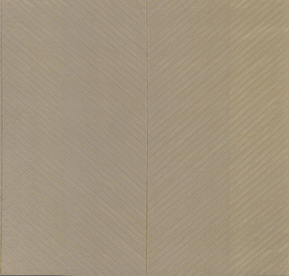 Palm Chevron Taupe & Gold Wallpaper by York Wallcoverings Tropics Resource Library Covers about 56.9 square feet 20.8-in by 32.8-ft long roll Unpasted 20.87 - Fabric Carolina -