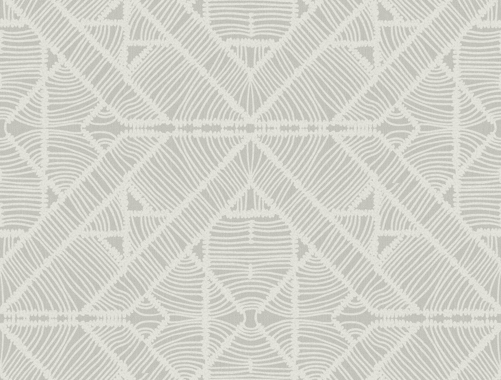 Diamond Macrame Grey Wallpaper by York Wallcoverings Tropics Resource Library Covers about 60.8 square feet 27-in by 27-ft long roll Prepasted 20.5 - Fabric Carolina -