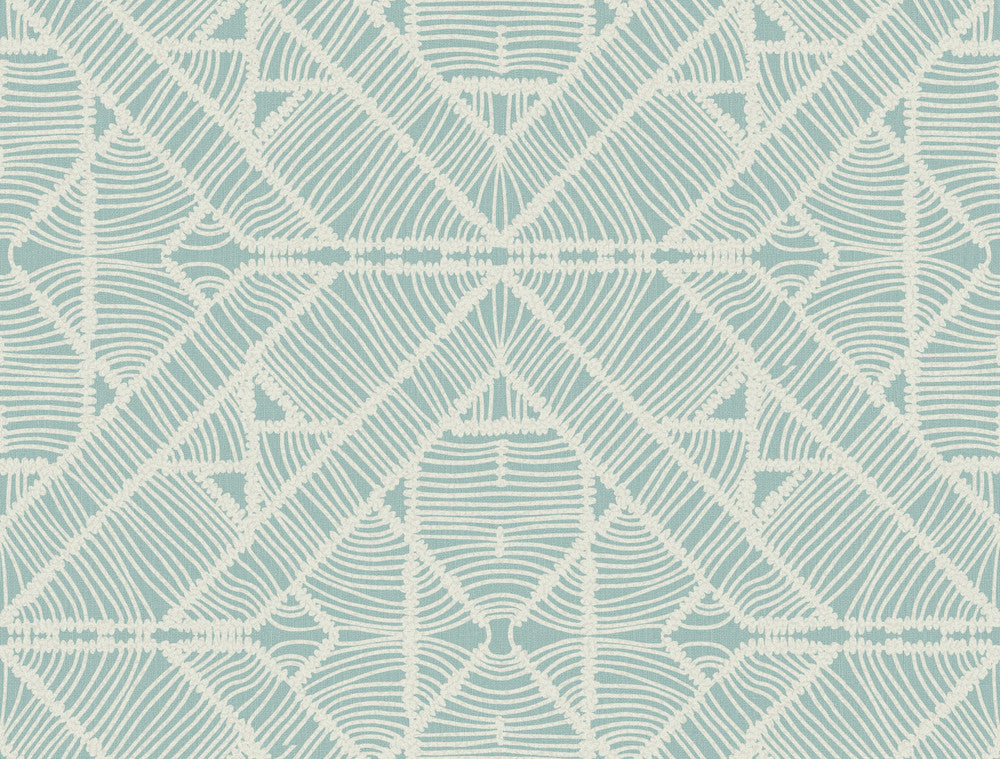 Diamond Macrame Aqua Wallpaper by York Wallcoverings Tropics Resource Library Covers about 60.8 square feet 27-in by 27-ft long roll Prepasted 20.5 - Fabric Carolina -