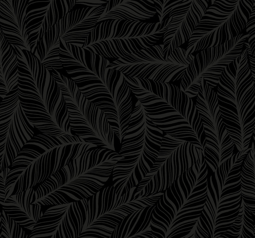 Rainforest Canopy Black Wallpaper by York Wallcoverings Tropics Resource Library Covers about 60.8 square feet 27-in by 27-ft long roll Prepasted 25.25 - Fabric Carolina -