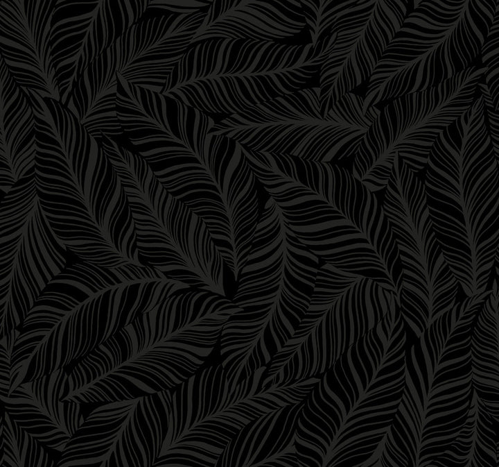 Rainforest Canopy Black Wallpaper by York Wallcoverings Tropics Resource Library Covers about 60.8 square feet 27-in by 27-ft long roll Prepasted 25.25 - Fabric Carolina -