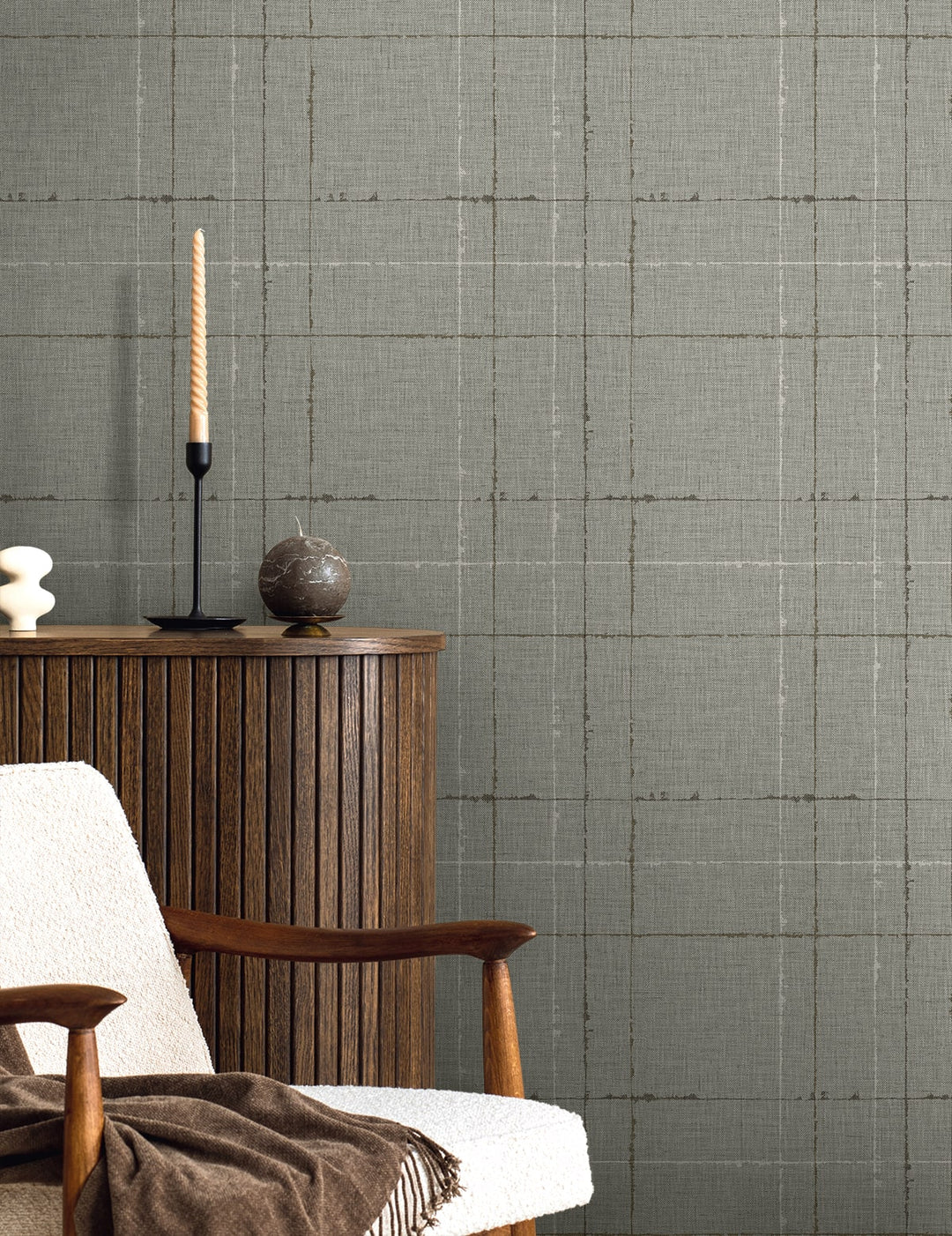 Gorton Plaid Ash TH90100 by Seabrook Designs Designer Wallpaper