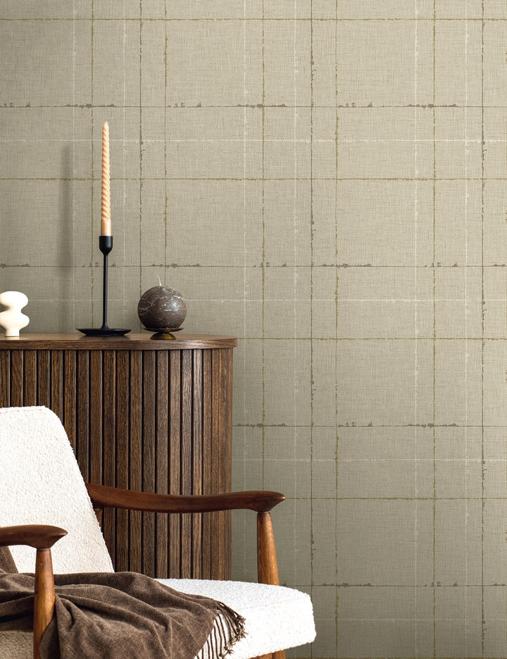 Gorton Plaid Papyrus TH90103 by Seabrook Designs Designer Wallpaper