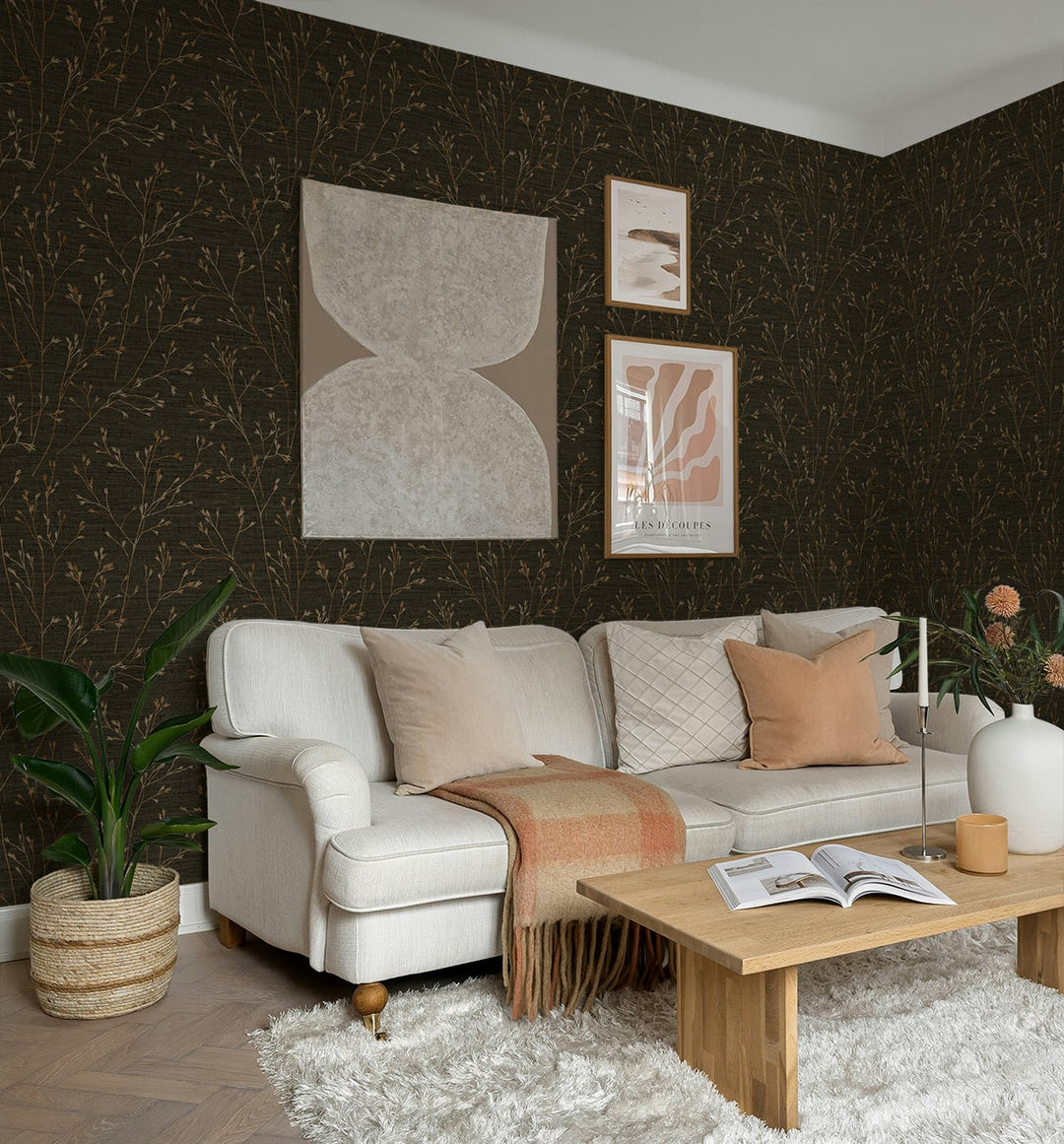 Withington Branch Coffee TH90306 by Seabrook Designs Designer Wallpaper