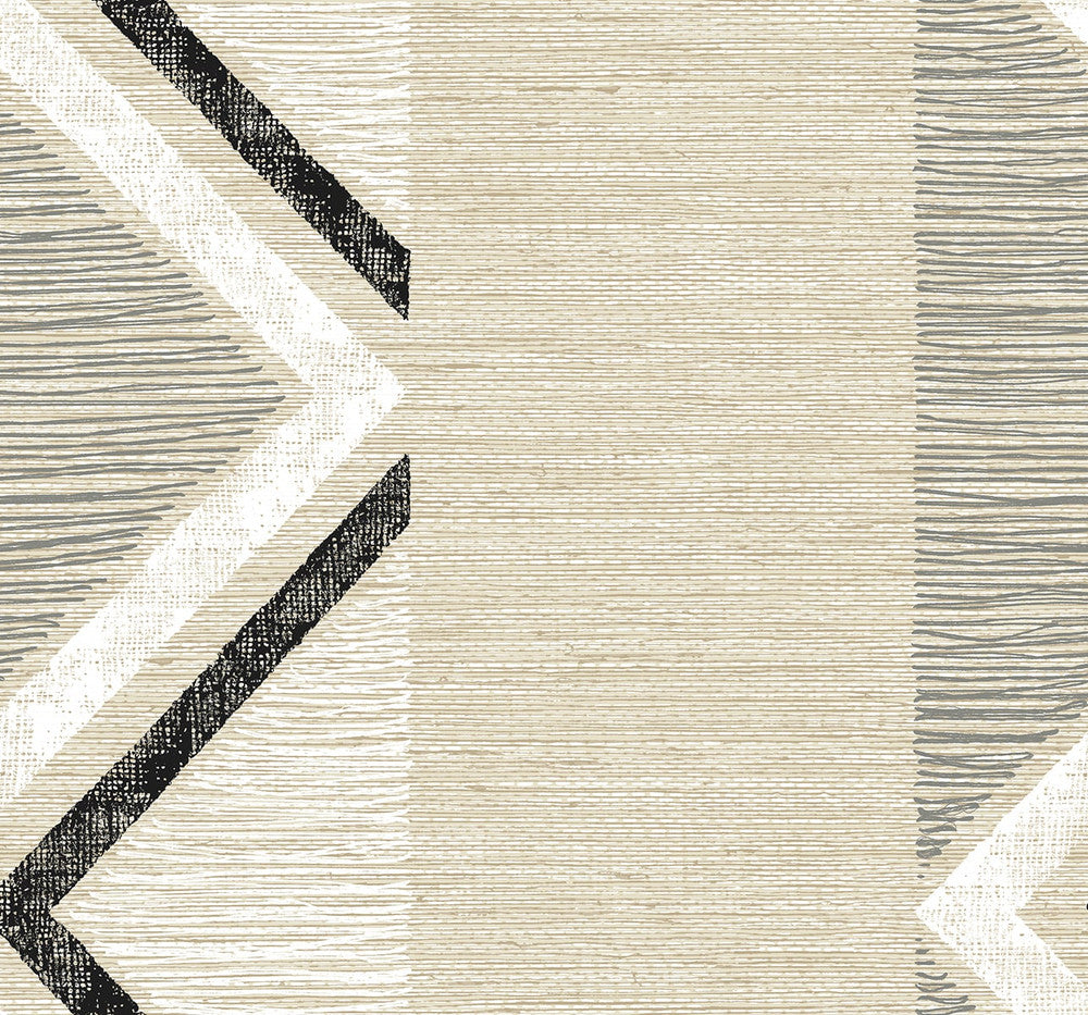Beswick Chevron Birch Bark by Seabrook Wallpaper Fibers and Threads United States 60.75 25.2" 27" - Fabric Carolina -