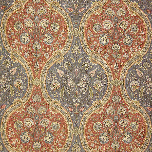 Verbana/Terra Cotta/Peacock 0422-005 by Old World Weavers Fabric 58% VISCOSE 42% COTTON ITALY LIGHT DUTY Horizontal: 15.25" and Vertical: 13.25" 53" - Fabric Carolina -