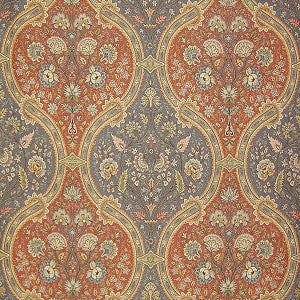 Verbana Terra Cotta/Peacock by Old World Weavers Fabric