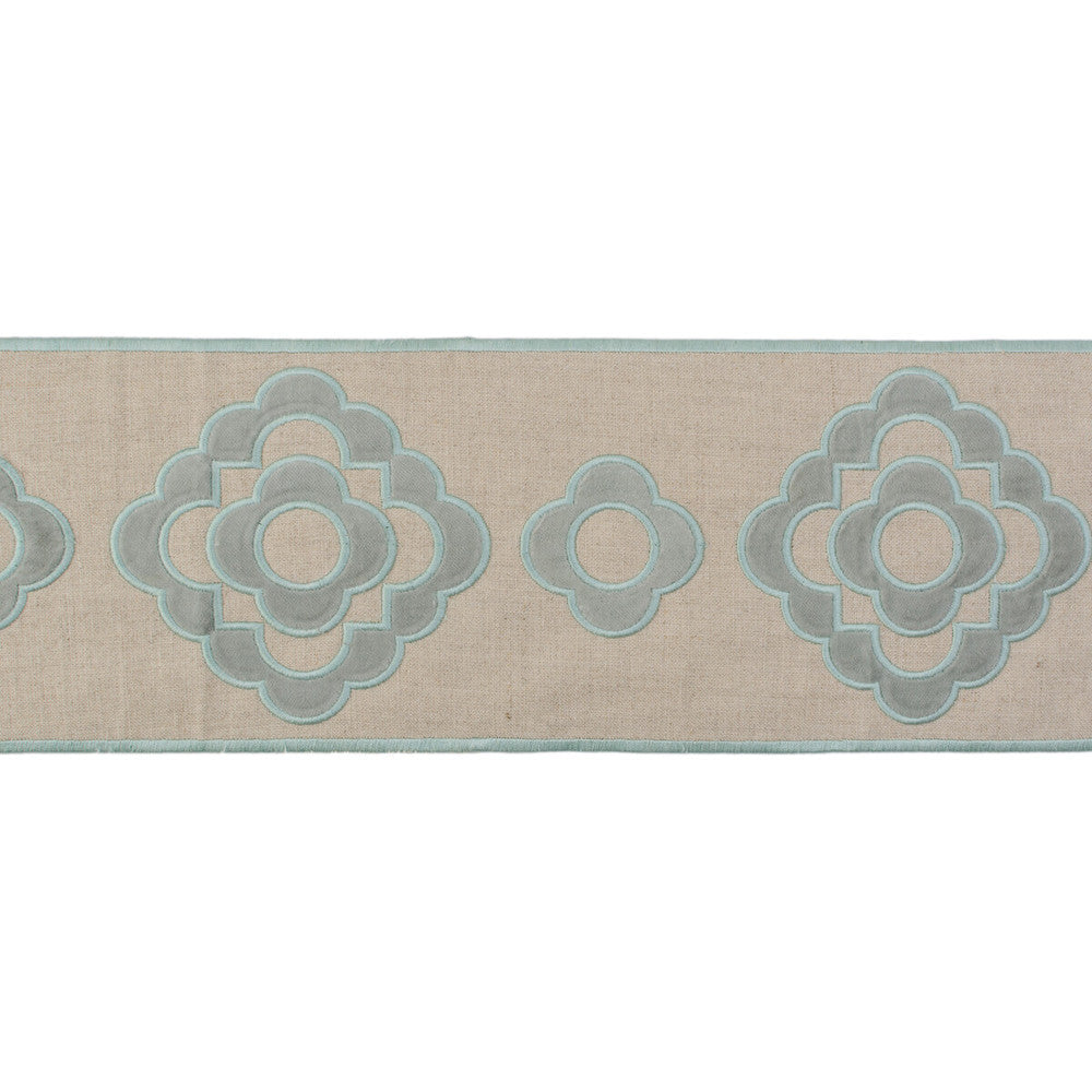 Tremoille Tape Aqua by Lee Jofa Trim Lee Jofa Trim Tremoille Tape AquaTrim SUZANNE KASLER COLLECTION II COTTON - 42%;LINEN - 40%;RAYON - 18% India </p><p>Repeat: H: 5.5, V: 7.88 4.75 - Fabric Carolina -