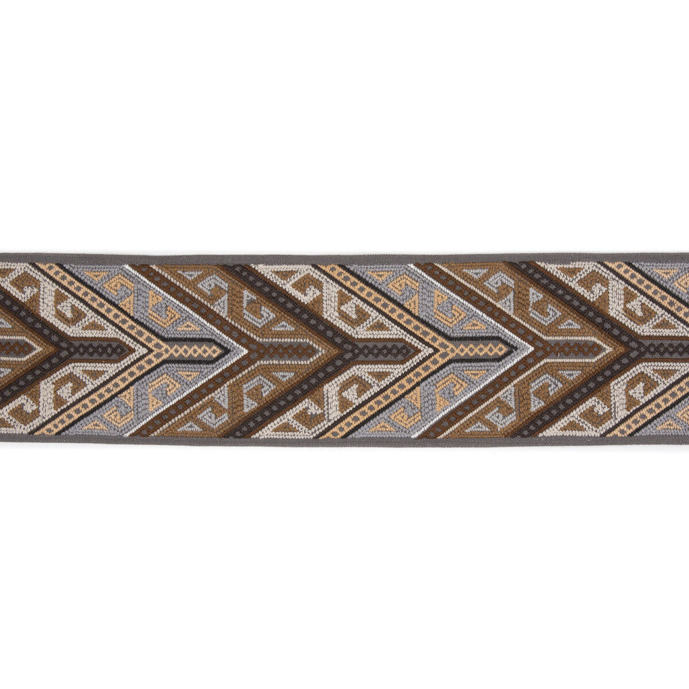 Zuqualla Tape Grey/Camel by Lee Jofa Trim MERKATO SPUN POLYESTER - 64%;COTTON - 36% India Horizontal: 4.52312 and Vertical: 7.683 4.52312 - Fabric Carolina -