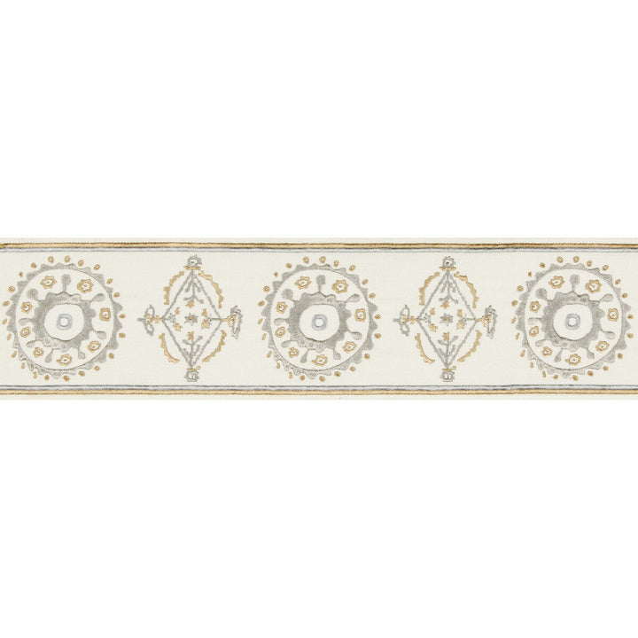 Belles Tape Grey/Beige by Lee Jofa Designer Trim SUZANNE KASLER THE RIVIERA COLLECTION POLYESTER - 57%;RAYON - 43% India - Horizontal: 4.52 and Vertical: 7.87 4.52 - Swanky Fabrics -