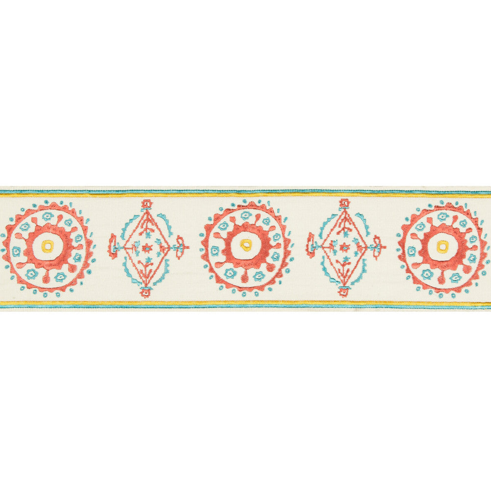 Belles Tape Coral/Aqua by Lee Jofa Trim SUZANNE KASLER THE RIVIERA COLLECTION POLYESTER - 57%;RAYON - 43% India Horizontal: 4.52 and Vertical: 7.87 4.52 - Fabric Carolina -