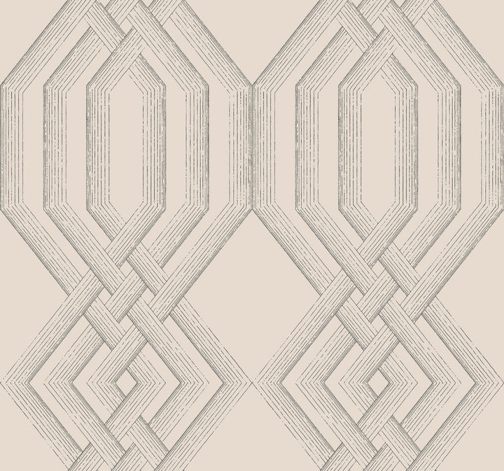 Etched Lattice Grey Wallpaper by York Wallcoverings Handpainted Traditionals Covers about 60.8 square feet 27-in by 27-ft long roll Prepasted 25.25 - Fabric Carolina -