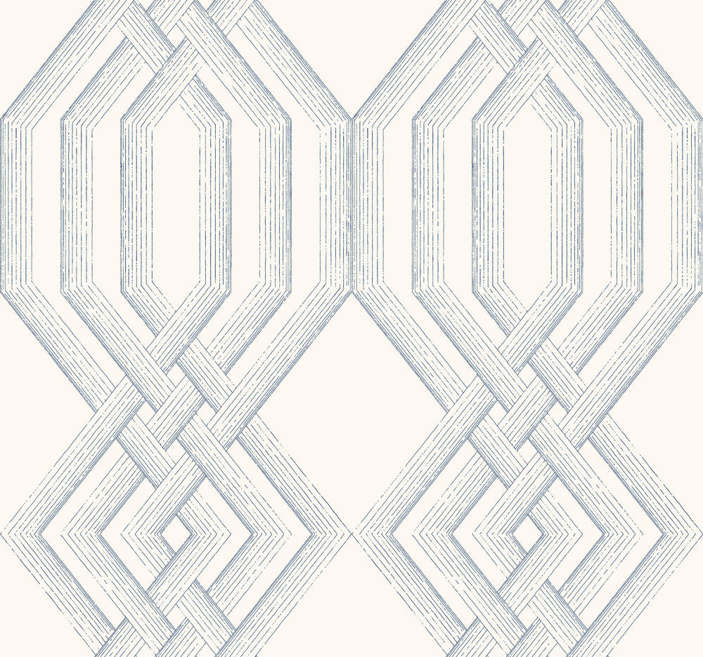 Etched Lattice Blue Wallpaper by York Wallcoverings Handpainted Traditionals Covers about 60.8 square feet 27-in by 27-ft long roll Prepasted 25.25 - Fabric Carolina -