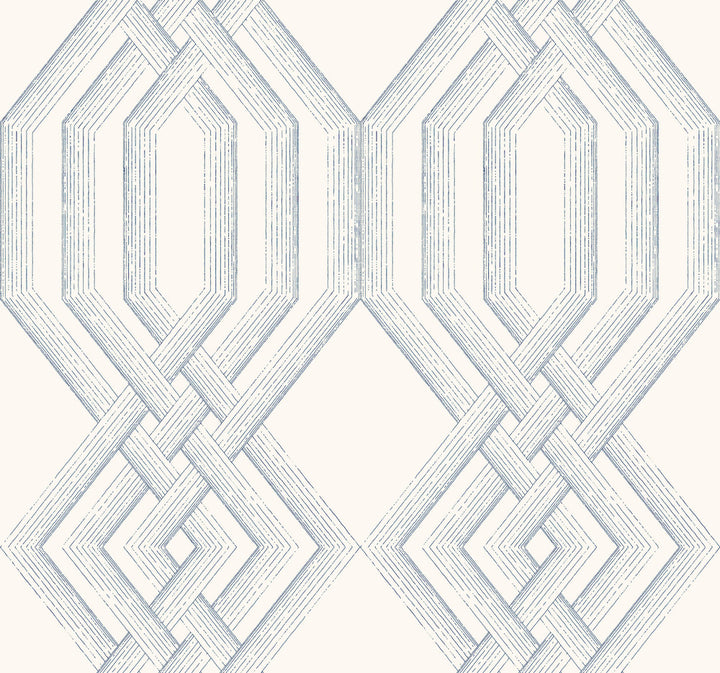 Etched Lattice Blue Wallpaper by York Wallcoverings Handpainted Traditionals Covers about 60.8 square feet 27-in by 27-ft long roll Prepasted 25.25 - Fabric Carolina -