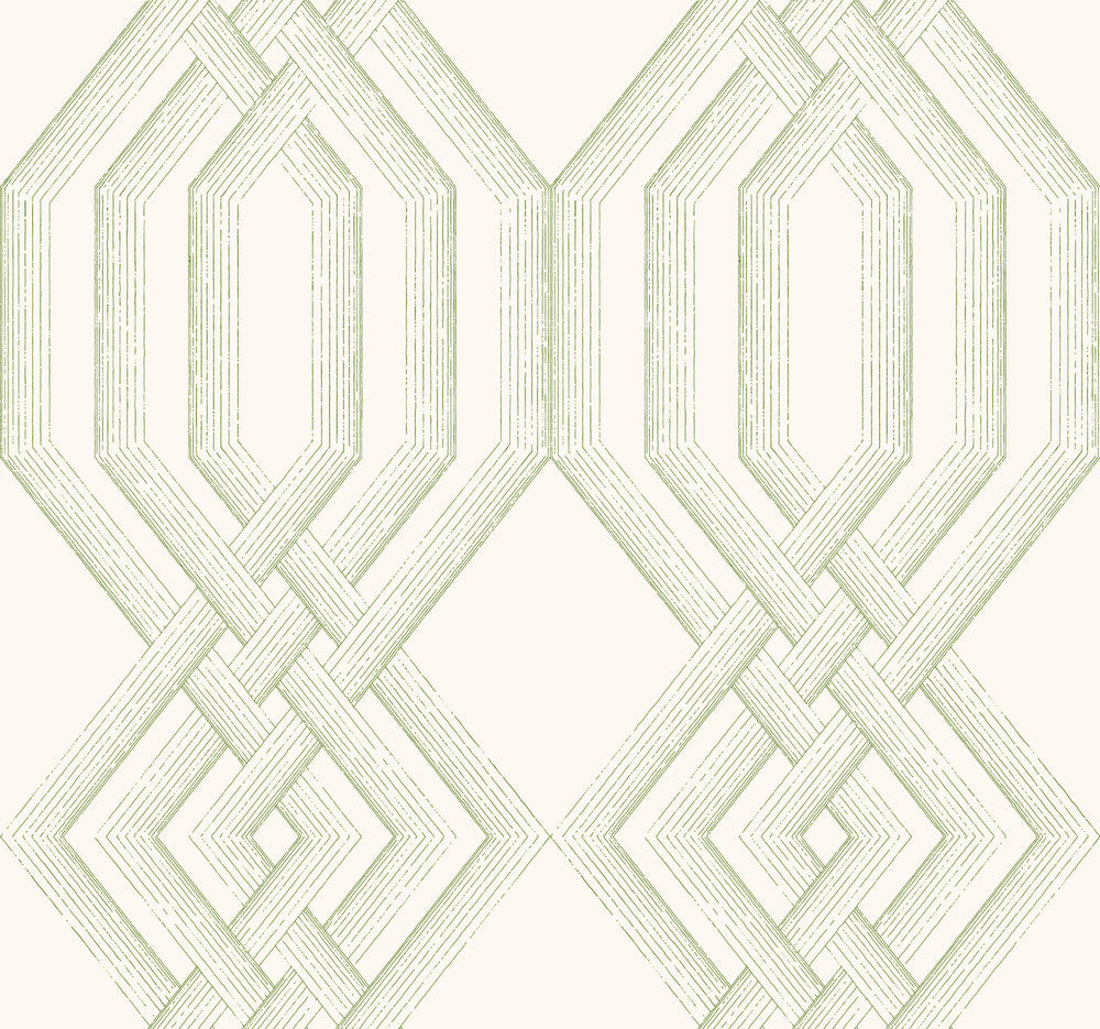 Etched Lattice Green Wallpaper by York Wallcoverings Handpainted Traditionals Covers about 60.8 square feet 27-in by 27-ft long roll Prepasted 25.25 - Fabric Carolina -
