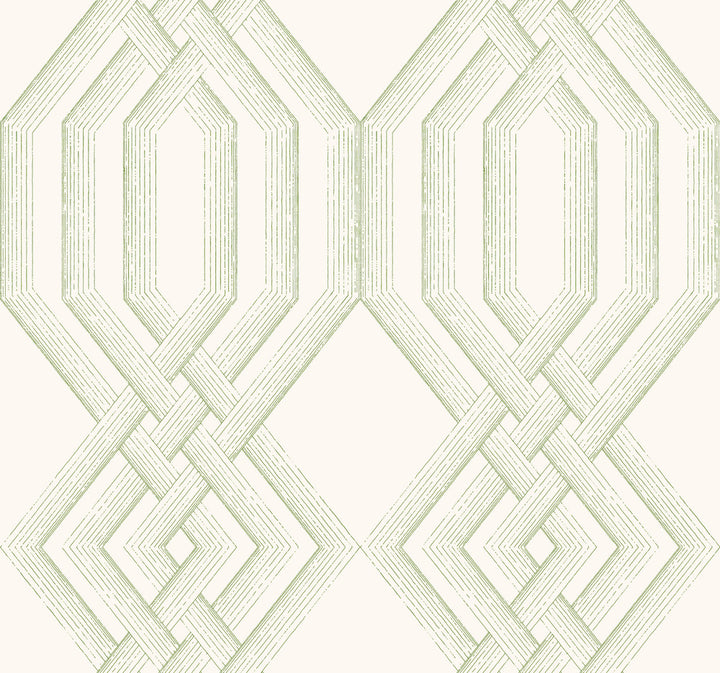 Etched Lattice Green Wallpaper by York Wallcoverings Handpainted Traditionals Covers about 60.8 square feet 27-in by 27-ft long roll Prepasted 25.25 - Fabric Carolina -