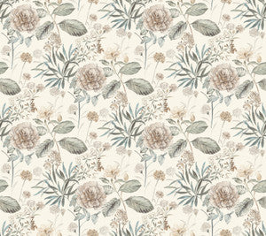 Midsummer Floral Beige & Green Wallpaper by York Wallcoverings