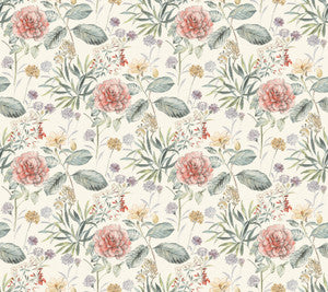 Midsummer Floral Coral Wallpaper by York Wallcoverings