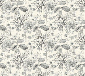 Midsummer Floral Grey Wallpaper by York Wallcoverings