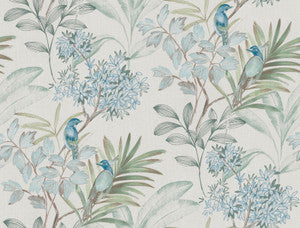 Handpainted Songbird Turquiose Wallpaper by York Wallcoverings