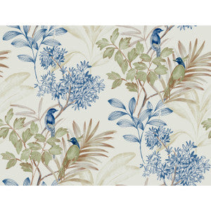 Handpainted Songbird Green & Blue Wallpaper by Inspired by Color