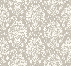Block Print Damask Grey Wallpaper by York Wallcoverings