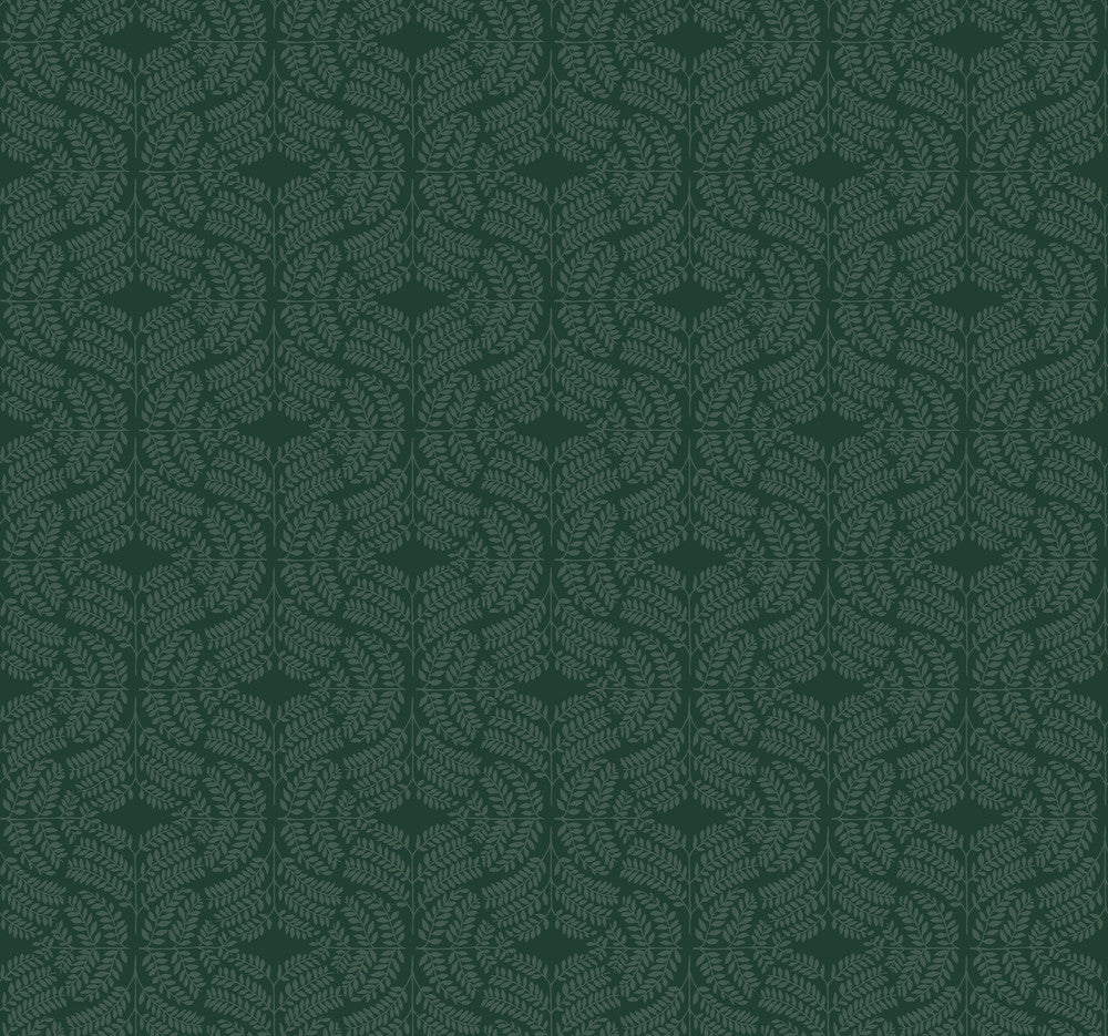 Fern Tile Dark Green Wallpaper by York Wallcoverings Handpainted Traditionals Covers about 60.8 square feet 27-in by 27-ft long roll Prepasted 25.25 - Fabric Carolina -