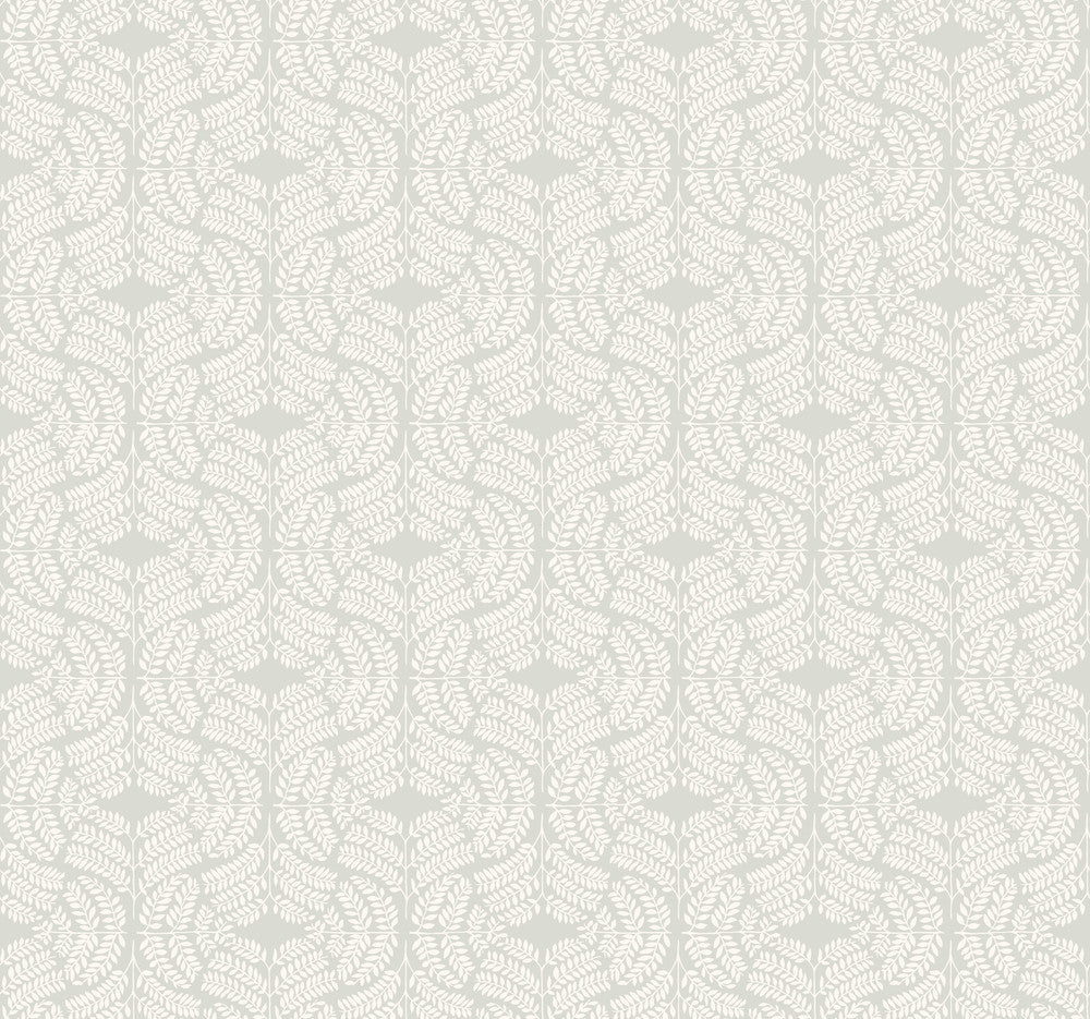 Fern Tile Light Grey Wallpaper by York Wallcoverings Handpainted Traditionals Covers about 60.8 square feet 27-in by 27-ft long roll Prepasted 25.25 - Fabric Carolina -