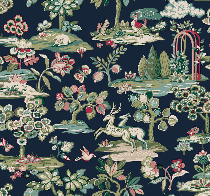 Kingswood Navy & Red Wallpaper by York Wallcoverings Handpainted Traditionals Covers about 60.8 square feet 27-in by 27-ft long roll Prepasted 25.25 - Fabric Carolina -