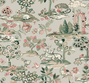 Kingswood Taupe & Coral Wallpaper by York Wallcoverings