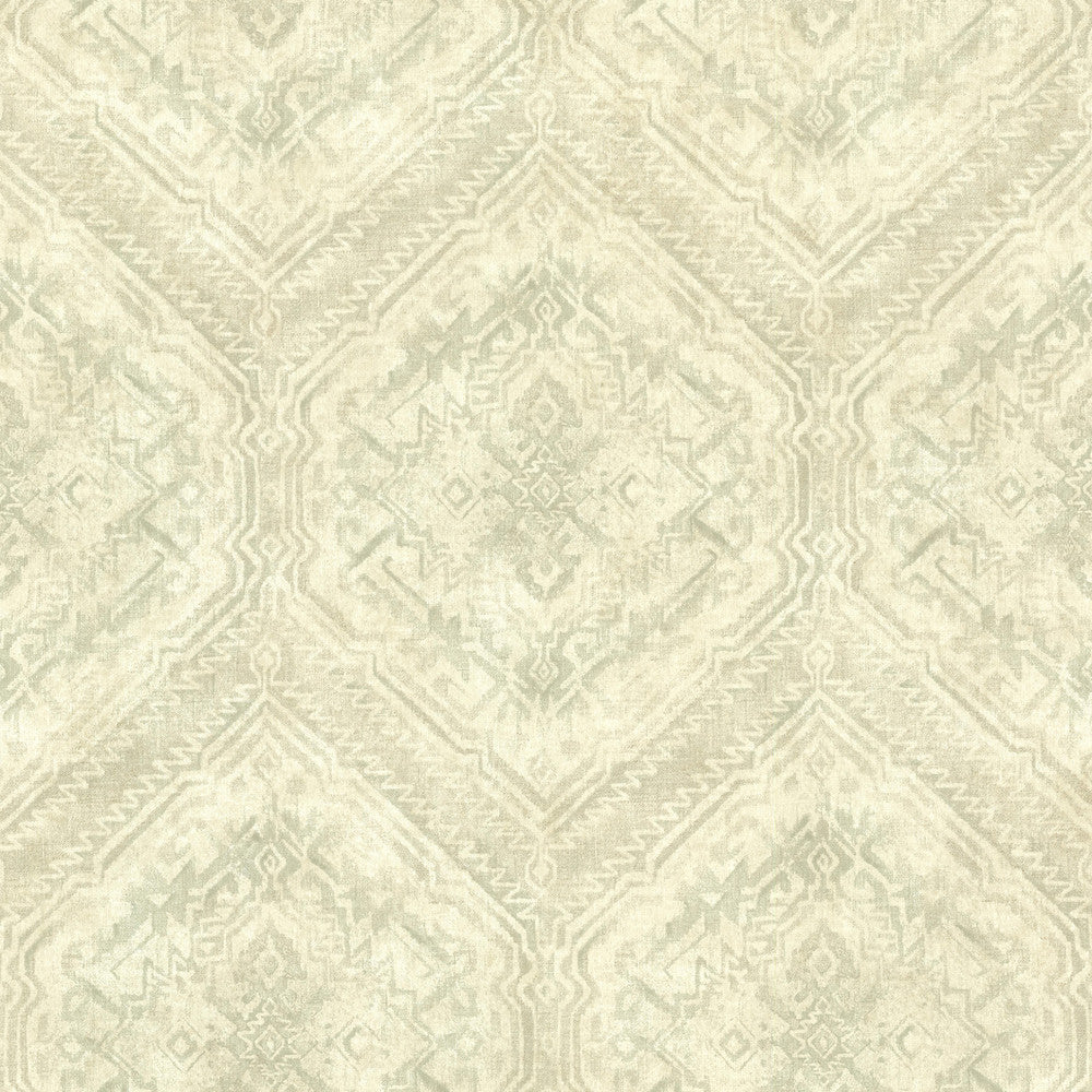 Hocking Hills Green Navajo Medallion Wallpaper by Chesapeake Echo Lake Lodge Covers about 56.4 square feet 20.5-in by 33-ft long roll Prepasted 20.5 - Fabric Carolina -
