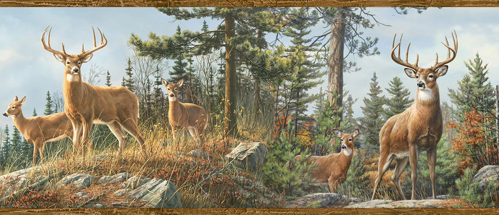 Ashmere Brown Whitetail Crest Wallpaper by Chesapeake Echo Lake Lodge Covers about 10 square feet 8-in by 15-ft long roll Prepasted 0 - Fabric Carolina -