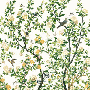 Jardin Bloom Mural 3 Panel Set White TM13666 by Thibaut Wallpaper