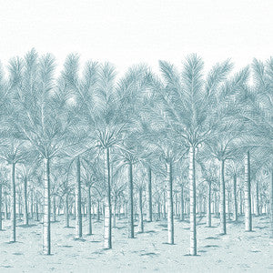Palm Grove Mural - 5 Panel Full Set Spa Blue TM13949 by Thibaut Wallpaper