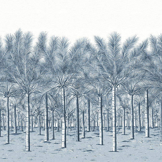 Palm Grove Mural - 5 Panel Full Set Navy TM13951 by Thibaut Wallpaper Thibaut Wallpaper Palm Grove Mural - 5 Panel Full Set Navy TM13951Wallpaper Palm Grove Non Woven Wallpaper 5 Panel Full Set U.S.A. </p><p>Repeat: V: 0 135 - Fabric Carolina -