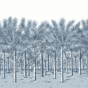 Palm Grove Mural - 5 Panel Full Set Navy TM13951 By Thibaut Wallpaper