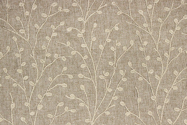 Topiary Linen by Richloom Fabric See sample 70% Polyester, 30% Linen base w/100% Polyester Emb. USA or Imported N/A </p><p>Repeat: V10.80" x H13" 56" - Fabric Carolina -