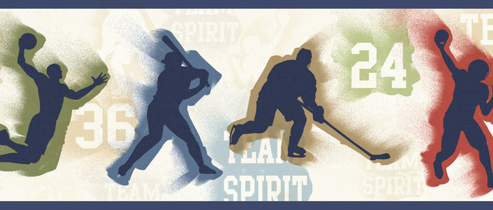 Glavine Cream Sports Figures Toss Wallpaper by Chesapeake Totally For Kids Covers about 10 square feet 8-in by 15-ft long roll Prepasted 0 - Fabric Carolina -
