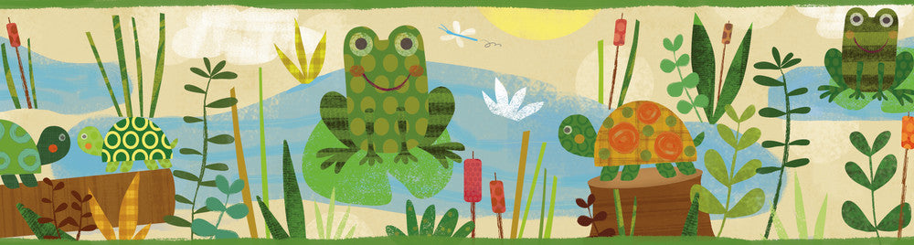 Kermis Sand Frog Marsh Toss Wallpaper by Chesapeake Totally For Kids Covers about 7.5 square feet 6-in by 15-ft long roll Prepasted 0 - Fabric Carolina -