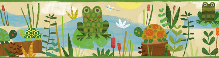 Kermis Sand Frog Marsh Toss Wallpaper by Chesapeake Totally For Kids Covers about 7.5 square feet 6-in by 15-ft long roll Prepasted 0 - Fabric Carolina -