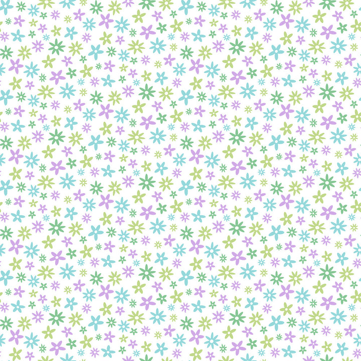 Delilah Blue Mod Flower Toss Wallpaper by Chesapeake Totally For Kids Covers about 56.4 square feet 20.5-in by 33-ft long roll Prepasted 5.1 - Fabric Carolina -