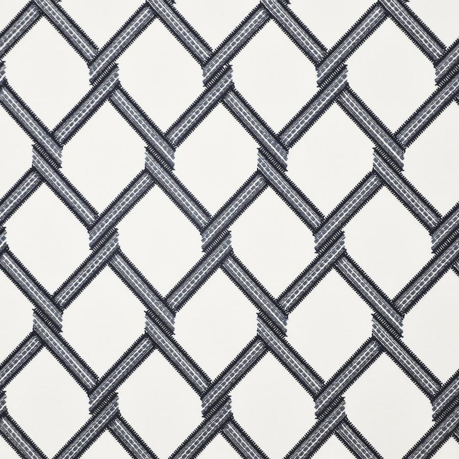 Taffy # 814 Navy by Maxwell Fabric COLOR WAVES-RIVIERA 73% POLYESTER/27% COTTON NONE INDIA V-6.5"H-9" 54"EMB51.5 - Fabric Carolina -